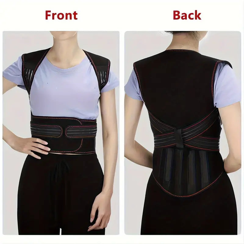 Adjustable Spinal Support Brace with 108 Embedded Magnets and Removable ABS Plates