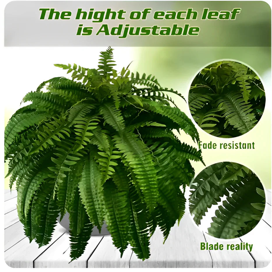Artificial Boston Fern with 18 Branches and UV Resistant Plastic, 27.5in Spread