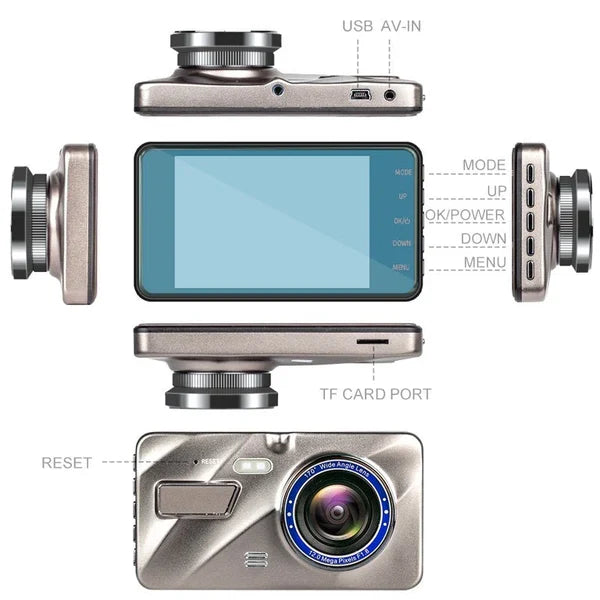 Dual Dash Camera System with 1080p Front and Rear, 170 Degree Wide Angle