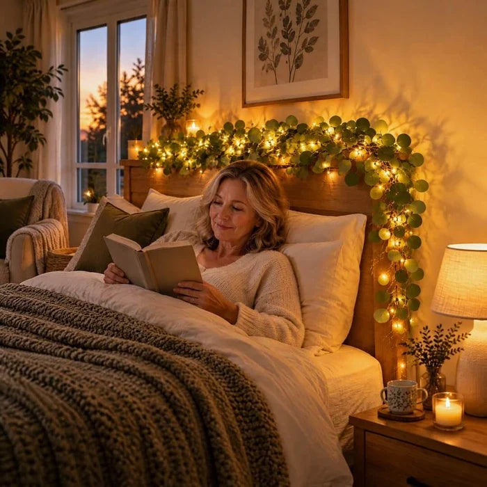 Light Up Olive Vine with Fairy Lights Among Leaves for Mantels Shelves and Mirrors