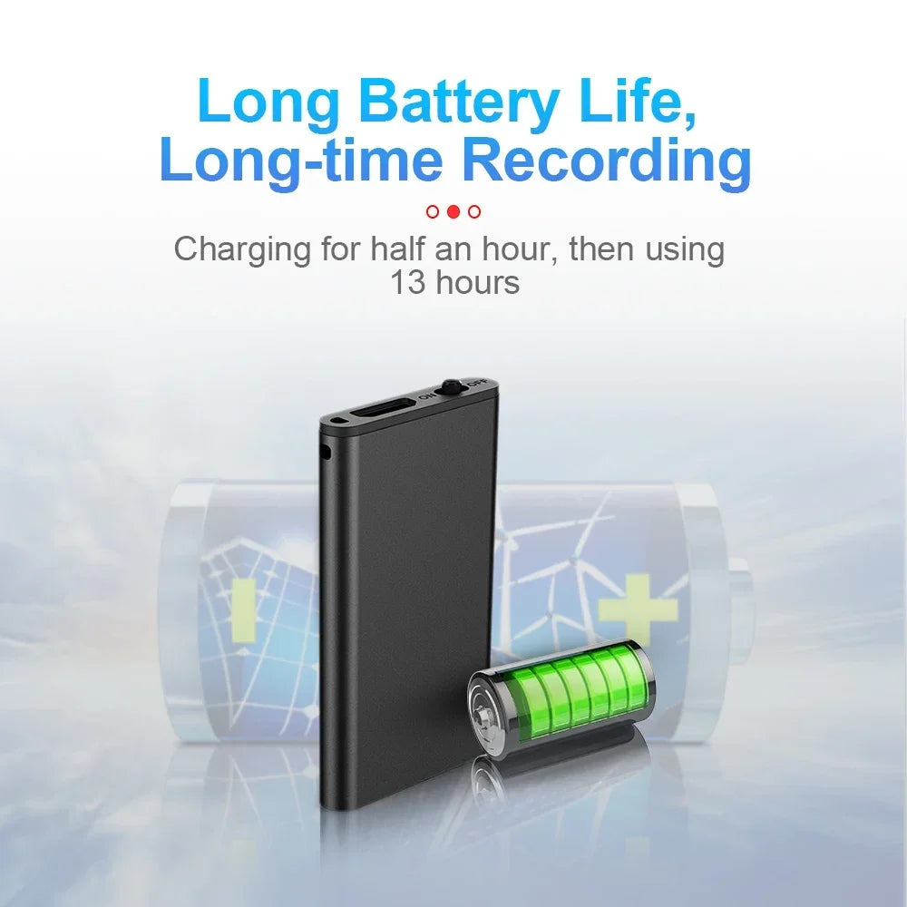 Portable Voice Recorder with Noise Reduction and 96 Hour Storage