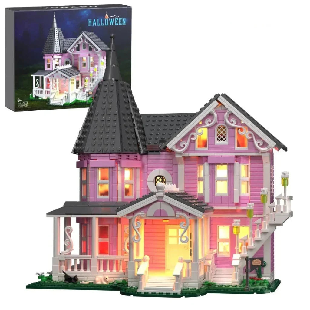 Halloween Building Block Set with Integrated LED Lights, 1349 Pieces