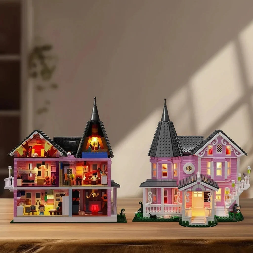 Halloween Building Block Set with Integrated LED Lights, 1349 Pieces