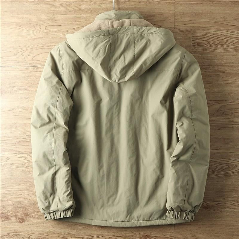 Full Zip Hooded Jacket with Insulated Lining and Adjustable Drawstring, Weather Resistant