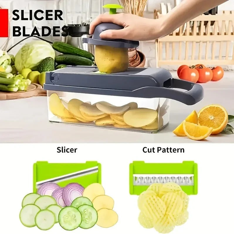 Food Prep Chopper with Multiple Attachments and Integrated Storage