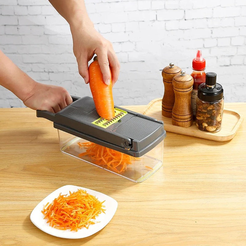 Food Prep Chopper with Multiple Attachments and Integrated Storage