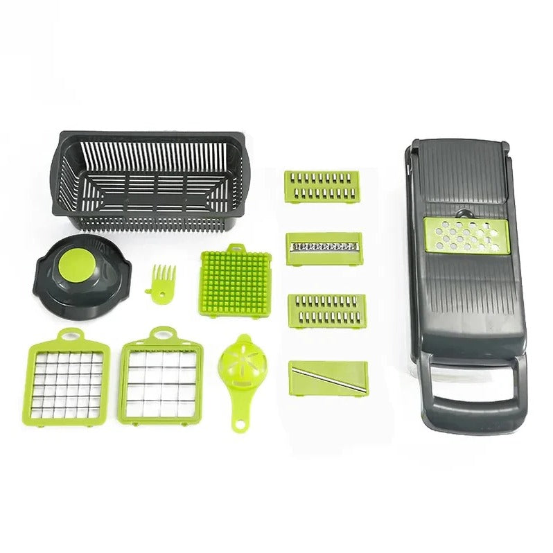 Food Prep Chopper with Multiple Attachments and Integrated Storage