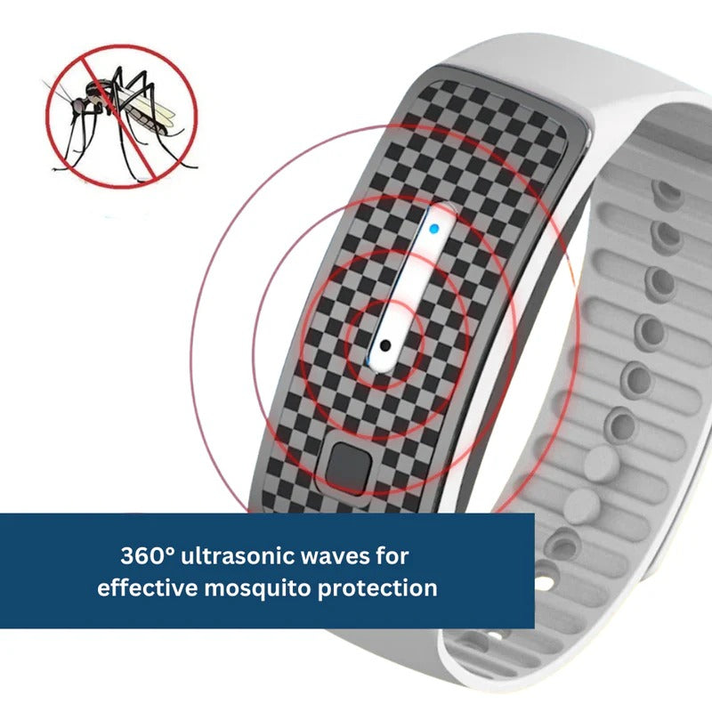 Ultrasonic Mosquito Deterrent Bracelet with 360-Degree Coverage and 7-Day Battery
