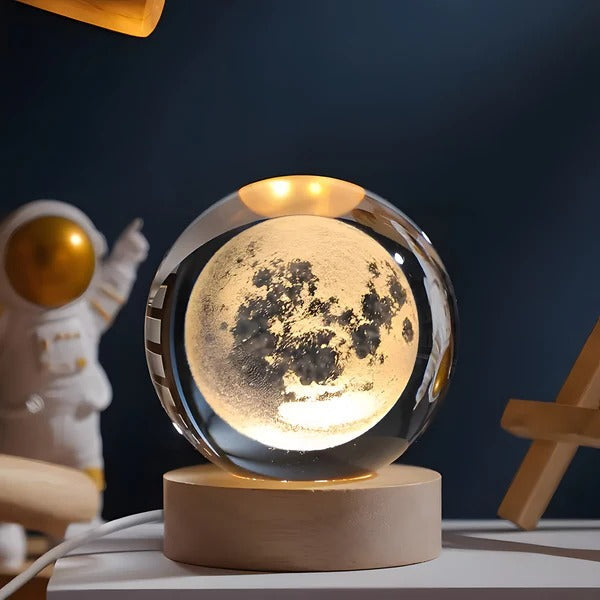 3D Celestial Engraved Sphere with LED Touch Base and Illuminated Display