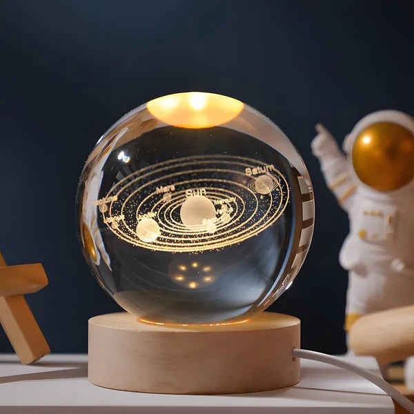 3D Celestial Engraved Sphere with LED Touch Base and Illuminated Display