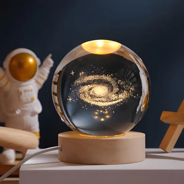 3D Celestial Engraved Sphere with LED Touch Base and Illuminated Display