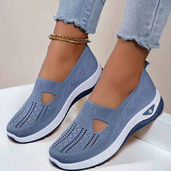 Breathable Knit Slip On Shoes with Orthopedic Support and Textured Grip Outsole