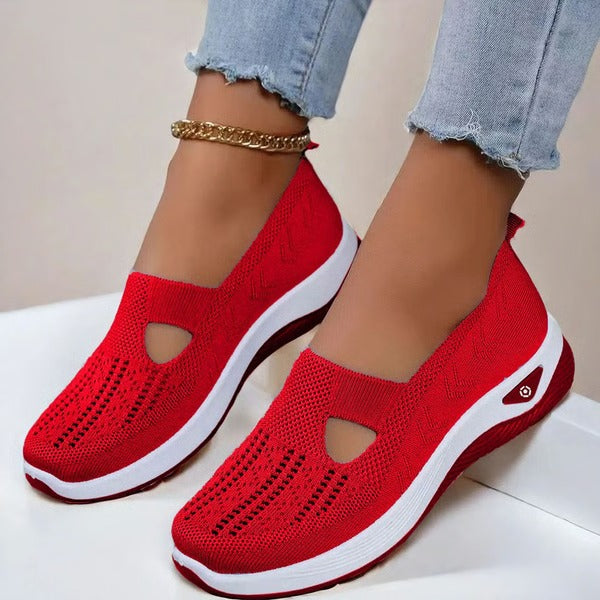 Breathable Knit Slip On Shoes with Orthopedic Support and Textured Grip Outsole