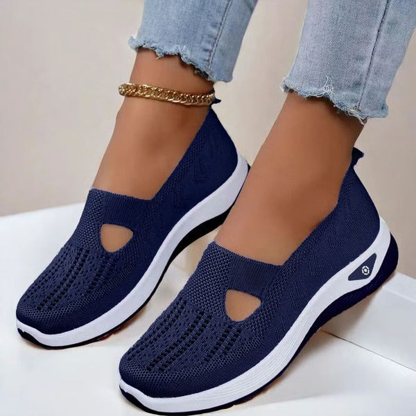 Breathable Knit Slip On Shoes with Orthopedic Support and Textured Grip Outsole