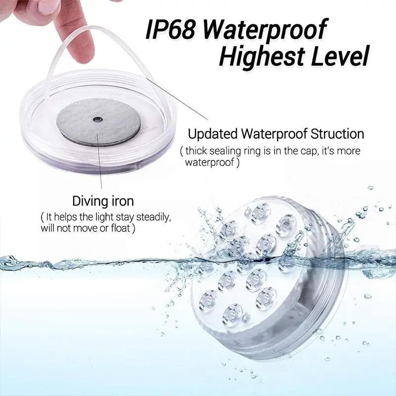 Underwater LED Light with 16-Color Remote and Multiple Mounting Options