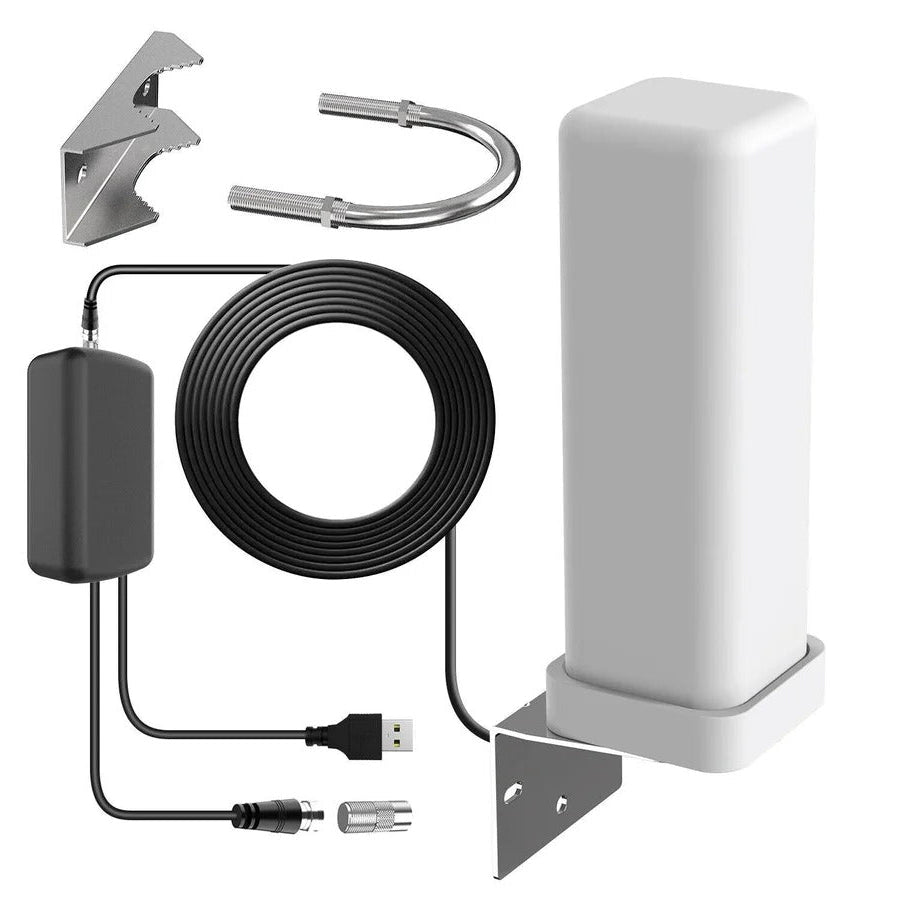 HD Broadcast Antenna with 360-Degree Reception and Built-In Signal Amplifier
