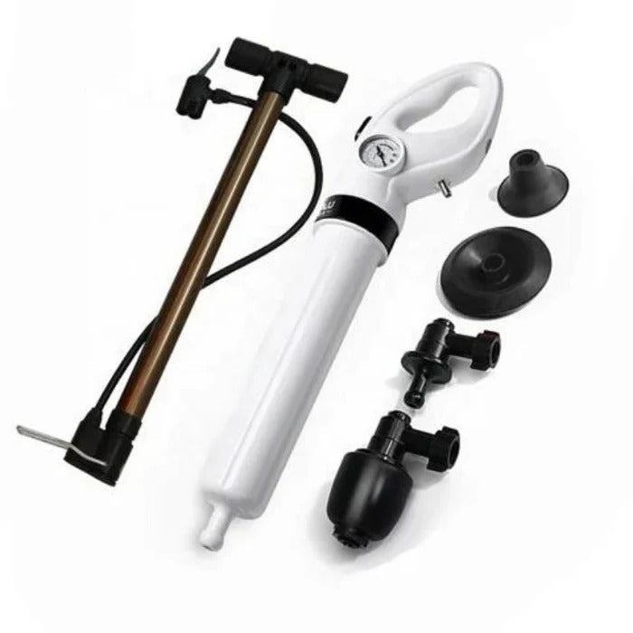 Compressed Air Drain Unblocker with Trigger Release for Sinks and Toilets
