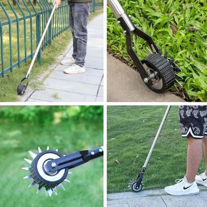 Adjustable Manual Lawn Edger with Rolling Base and Ergonomic Handle