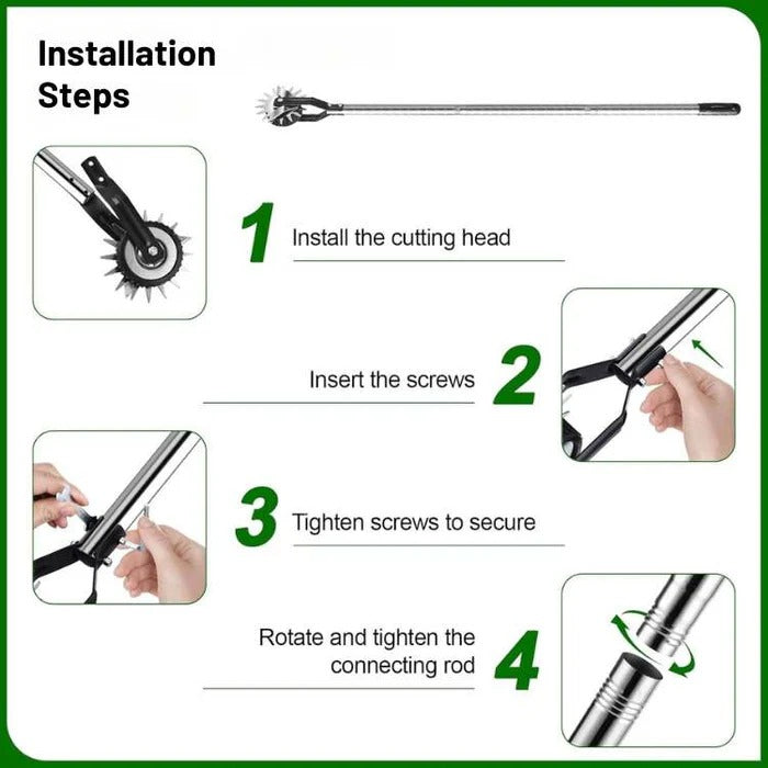 Adjustable Manual Lawn Edger with Rolling Base and Ergonomic Handle