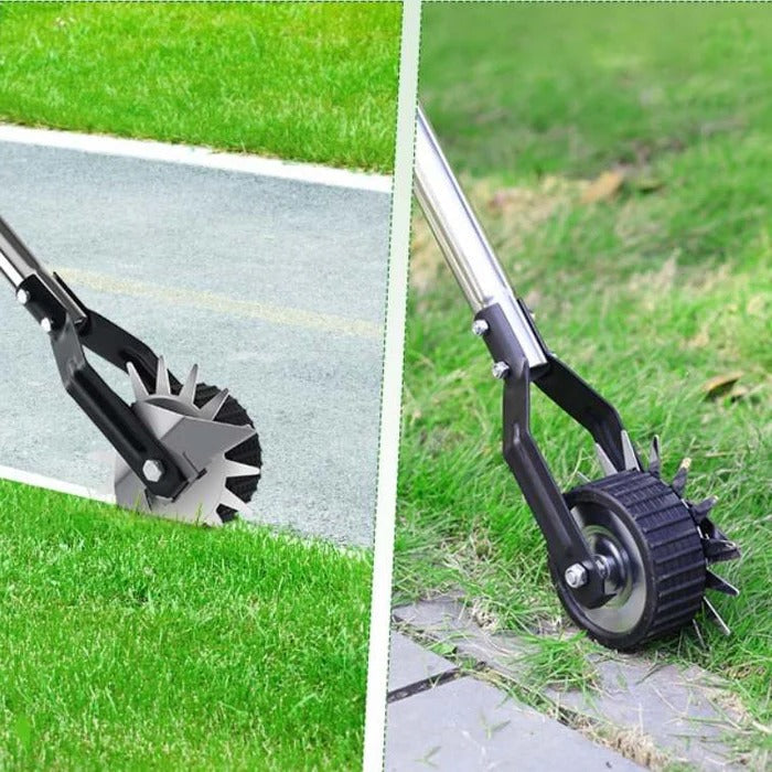 Adjustable Manual Lawn Edger with Rolling Base and Ergonomic Handle