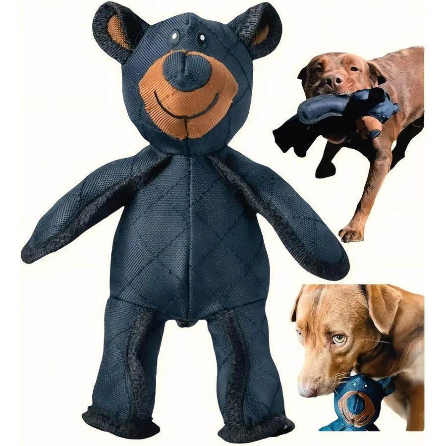 Reinforced Bear Dog Toy with Squeaker and Chew Resistant Nylon Rubber, 8x10 Inches