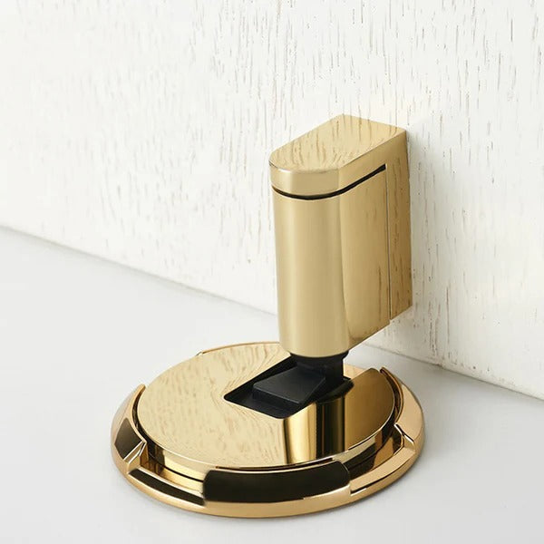 Adjustable Door Stopper with Locking Grip and Dual Installation, Zinc Alloy