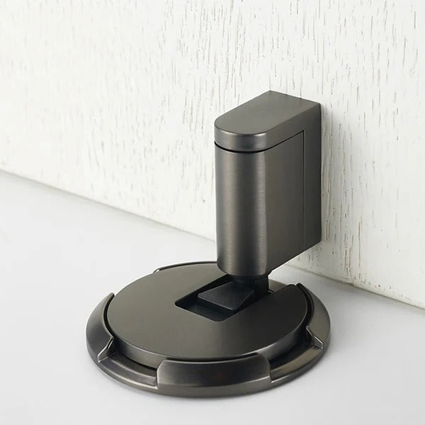 Adjustable Door Stopper with Locking Grip and Dual Installation, Zinc Alloy