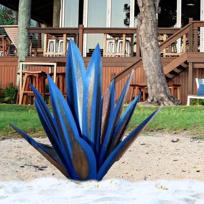 Large Metal Agave Plant Sculpture for Patios and Gardens in Seven Weather Resistant Colors