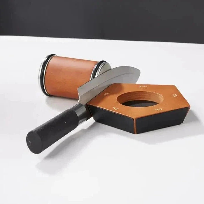 Rolling Knife Sharpener Kit with Diamond Coated Disc, Angle Guide, and Anti Slip Base