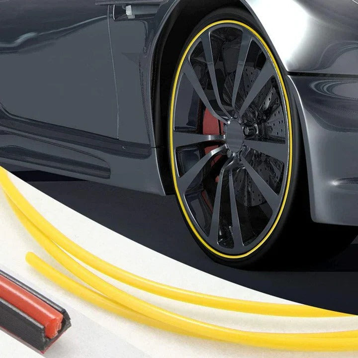 Rubber Wheel Rim Protector Strip with Adhesive Backing and Adhesive Booster, 8 Meter Roll