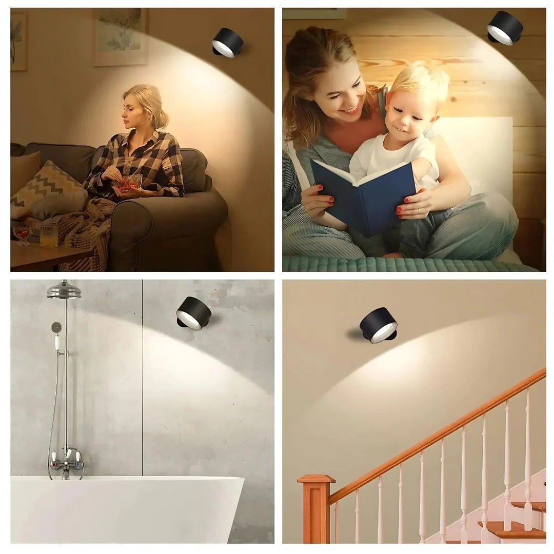 Cordless Wall Light with Magnetic Rotation and Touch Control, 3 Color Temperatures - Alverraliving