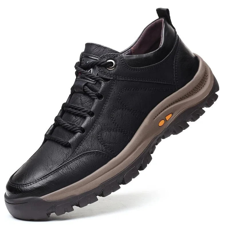 Men's Work Shoes with Triple Arch Support and Weather-Sealed Cowhide, Grip Sole