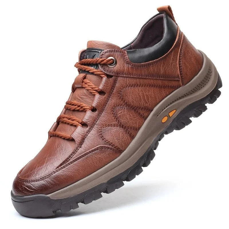 Men's Work Shoes with Triple Arch Support and Weather-Sealed Cowhide, Grip Sole