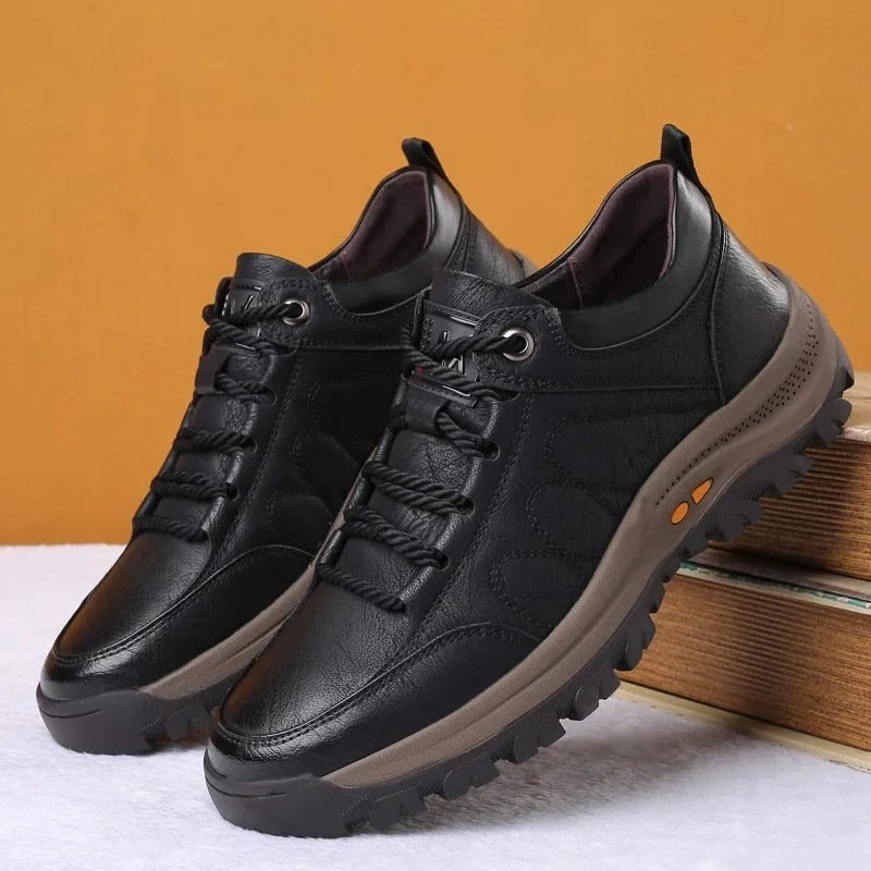 Men's Work Shoes with Triple Arch Support and Weather-Sealed Cowhide, Grip Sole