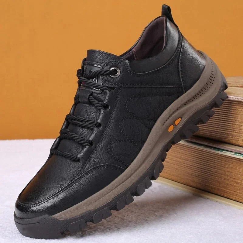 Men's Work Shoes with Triple Arch Support and Weather-Sealed Cowhide, Grip Sole