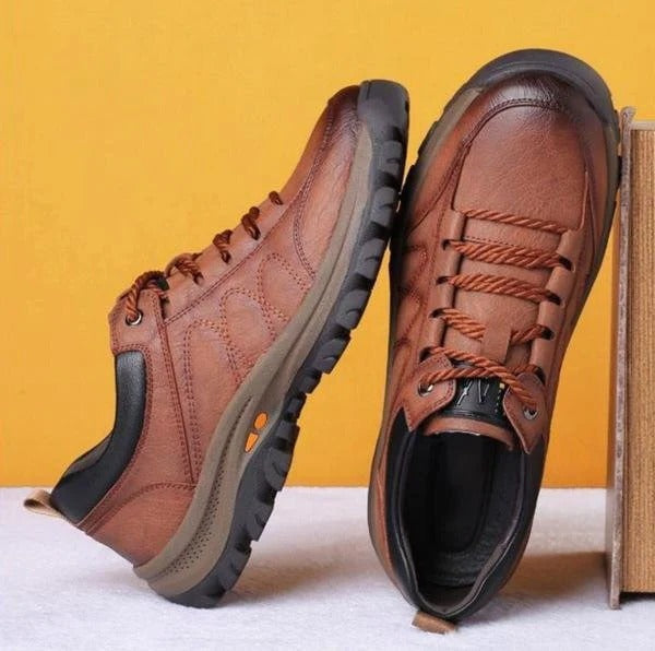 Men's Work Shoes with Triple Arch Support and Weather-Sealed Cowhide, Grip Sole