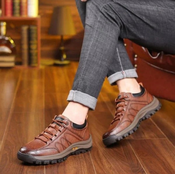 Men's Work Shoes with Triple Arch Support and Weather-Sealed Cowhide, Grip Sole
