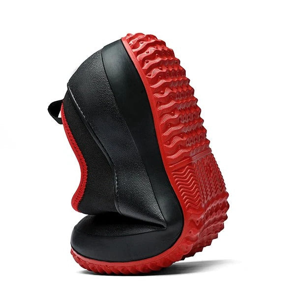 Work Shoes with Water Blocking Outer Layer and Textured Slip Resistant Sole