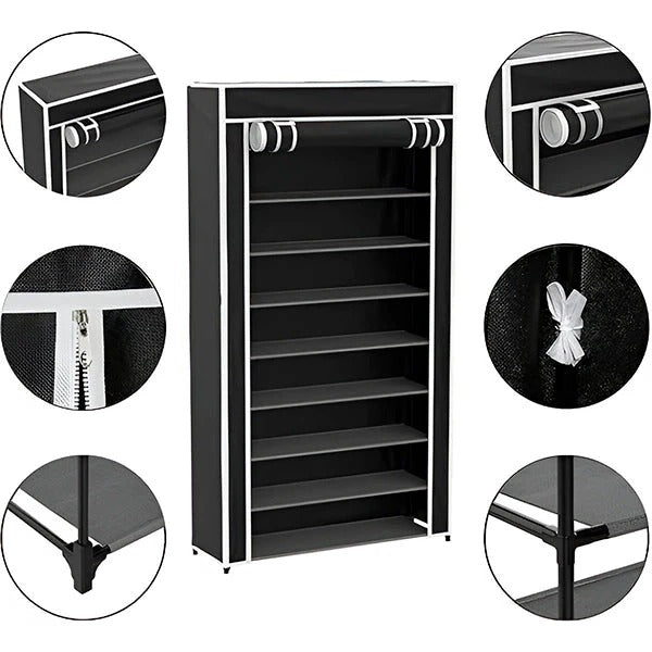 Tall Slim Shoe Rack That Holds Up to 30 Pairs with Tool Free Assembly and Non Slip Base