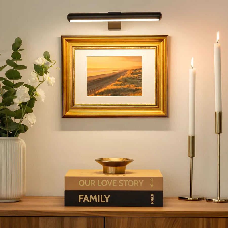 Picture Light with 360-Degree Rotation and Stepless Dimming for Wall Art Display