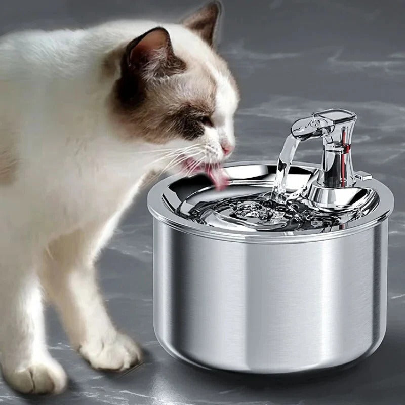 Stainless Steel Cat Water Fountain with Motion Sensor and Four Layer Filter