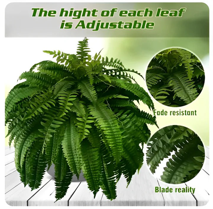 Artificial Boston Fern with 18 Stems and UV Resistant Polyethylene, 27.5in Spread