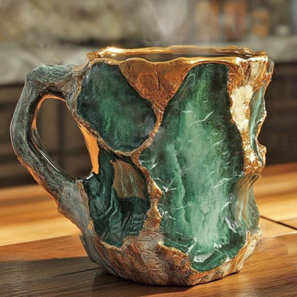 Crystal Faceted Coffee Mug with Geometric Design for Hot and Cold Beverages