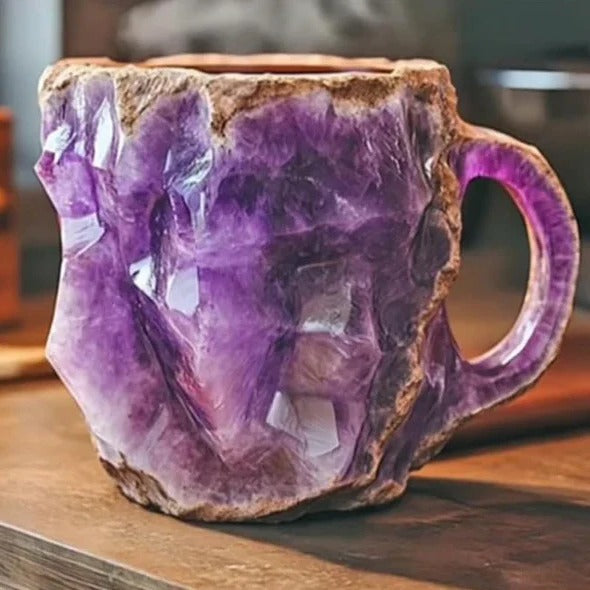 Crystal Faceted Coffee Mug with Geometric Design for Hot and Cold Beverages