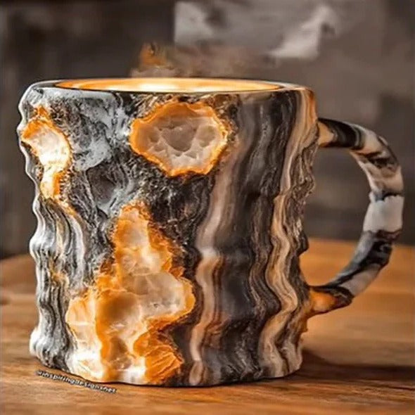 Crystal Faceted Coffee Mug with Geometric Design for Hot and Cold Beverages