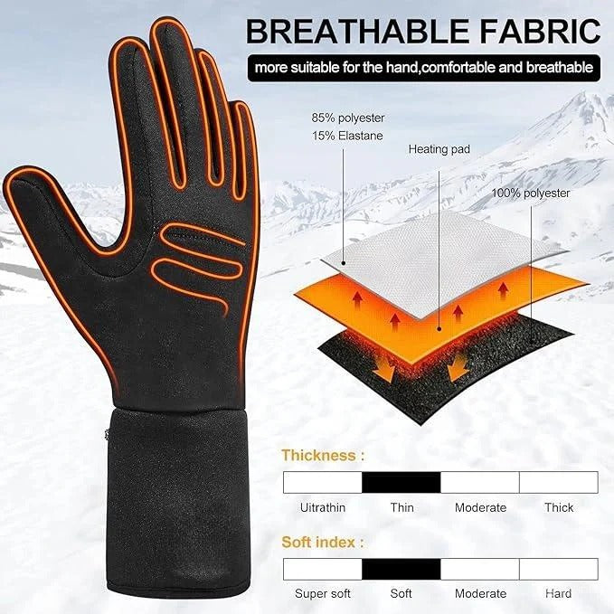 Heated Gloves with Touchscreen Fingers and Far Infrared Heat, 6-Hour Battery