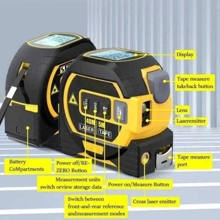 Infrared Laser Rangefinder with Built In Tape Measure Tool