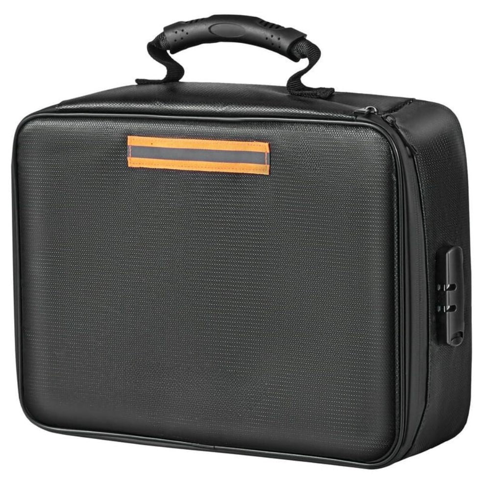 Document Storage Bag with Heat Resistant Material and Locking Closure, 3 Compartments