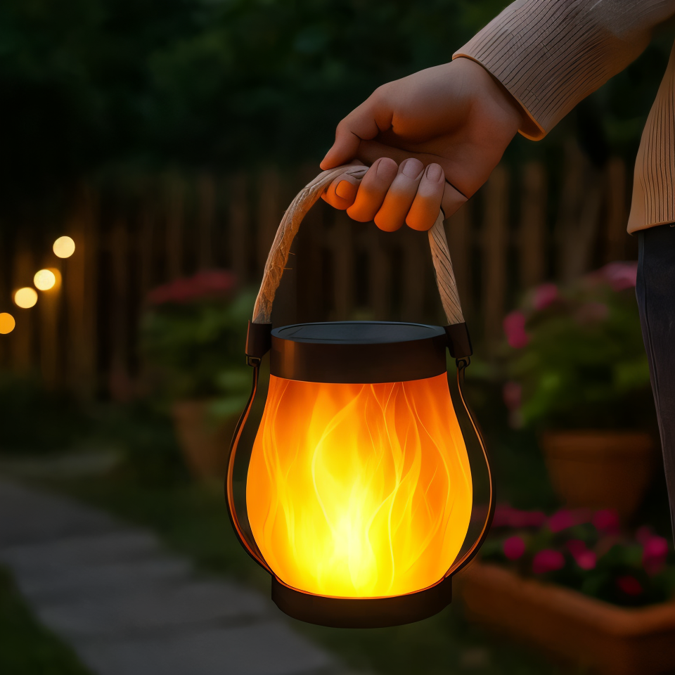 Flame Effect Solar Lantern with Dual Light Modes and USB Charging