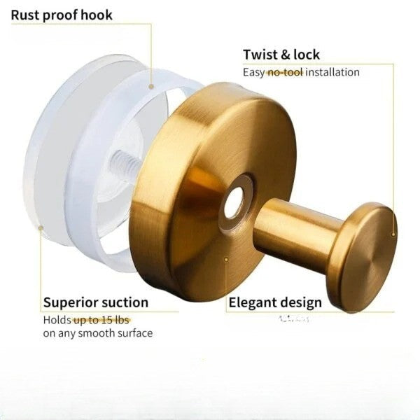 Suction Cup Hooks with Twist-Lock Mechanism for Smooth Surfaces, 10lb Capacity